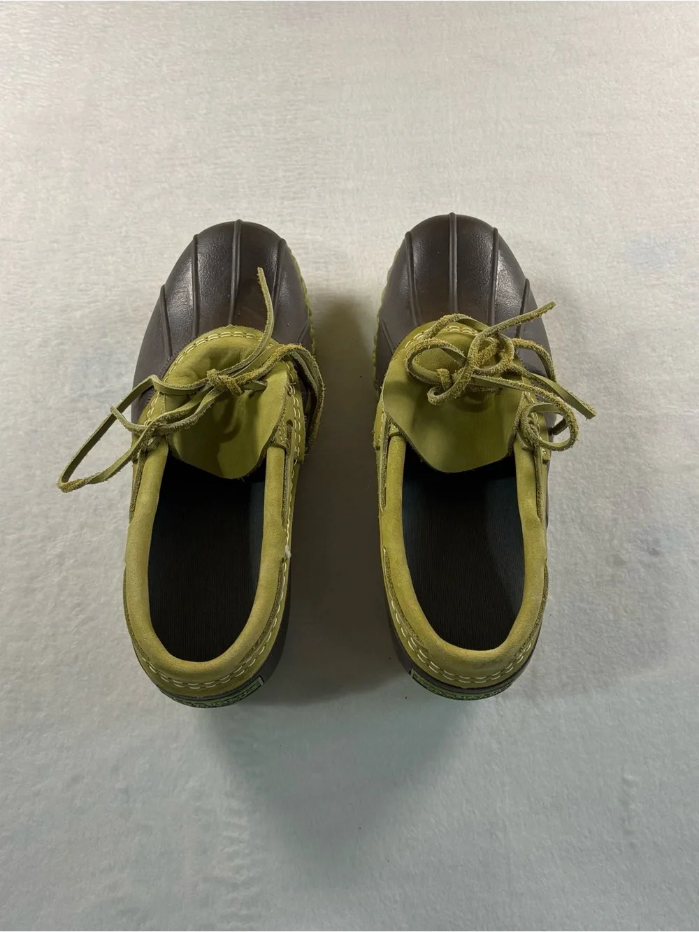 L.L. Bean Olive and Brown Waterproof Lace-Up Duck Shoes